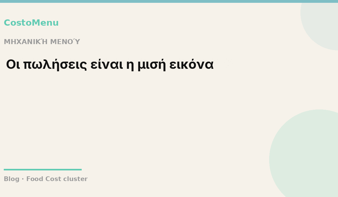 4/5 Μηχανική Μενού (Menu Engineering Analysis)